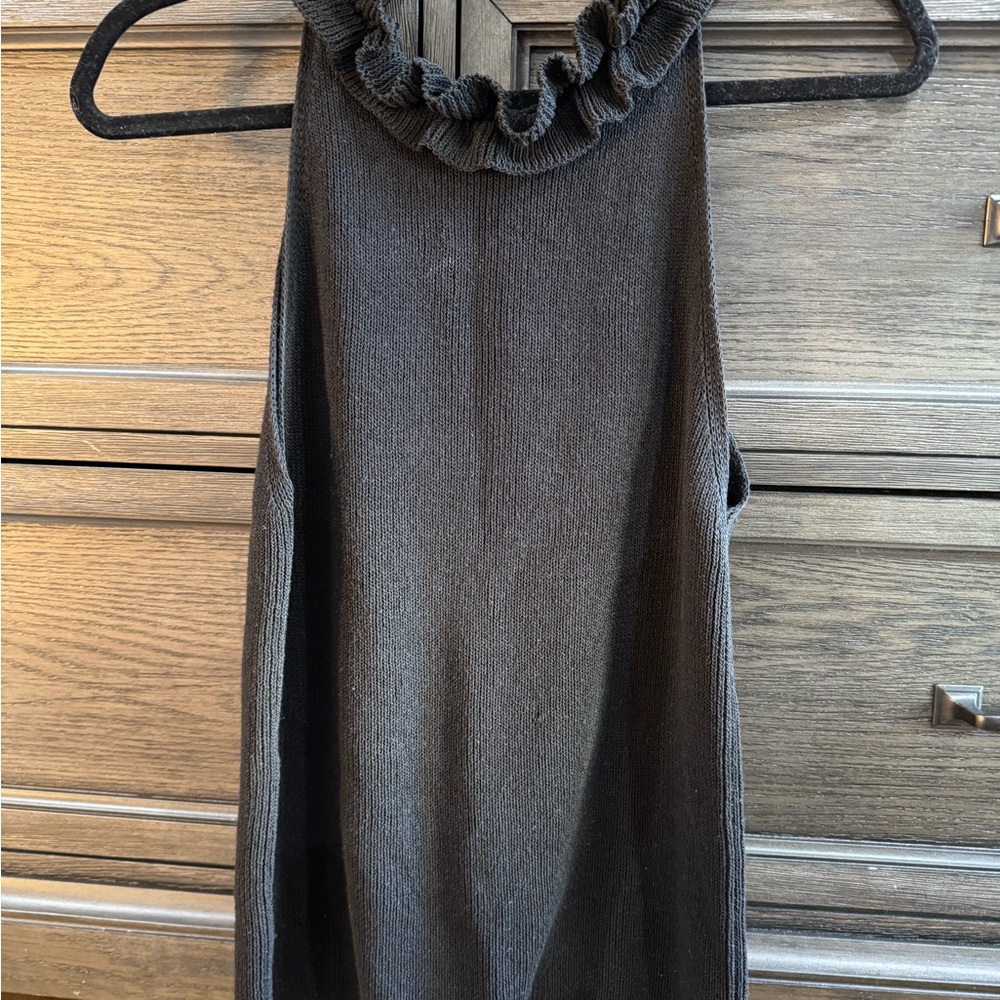 Mango Black Knit Ruffle Top